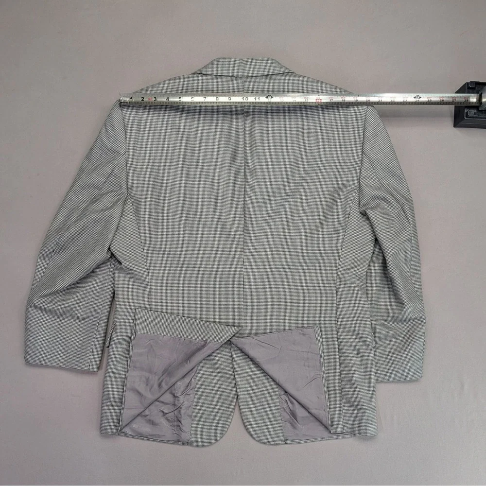 Jos A Bank Wool Houndstooth Blazer 44S Gray Classic Sport Coat